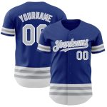 Personalized Royal Gray-White Line Authentic Baseball Jersey Team Custom Name and Number
