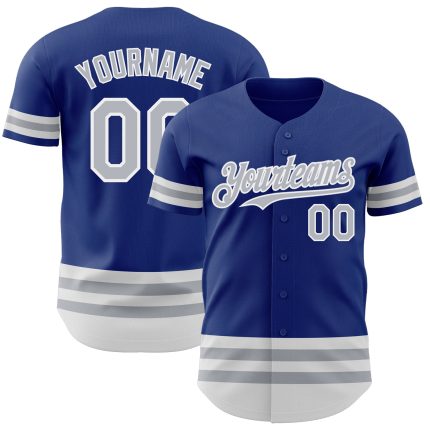 Personalized Royal Gray-White Line Authentic Baseball Jersey Team Custom Name and Number