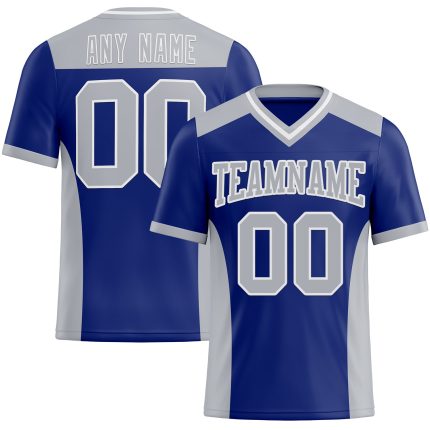 Personalized Royal Gray-White Mesh Authentic Football Jersey