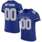 Personalized Royal Gray-White Mesh Authentic Football Jersey Team Custom Name and Number