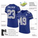 Personalized Royal Gray-White Mesh Authentic Football Jersey Team Custom Name and Number