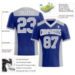 Personalized Royal Gray-White Mesh Authentic Football Jersey