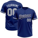Personalized Royal Gray-White Two-Button Unisex Softball Jersey Team Custom Name and Number