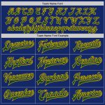 Custom royal, green and gold two-tone varsity letterman jacket, side view