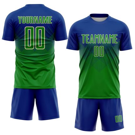 Personalized Royal Keely Green-Cream Sublimation Soccer Uniform Jersey Team Custom Name and Number