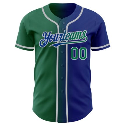 Personalized Royal Kelly Green-Gray Authentic Gradient Fashion Baseball Jersey Team Custom Name and Number