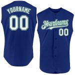 Personalized Royal Kelly Green-Gray Authentic Sleeveless Baseball Jersey Team Custom Name and Number