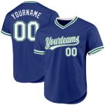 Personalized Royal Kelly Green-Gray Authentic Throwback Baseball Jersey Team Custom Name and Number