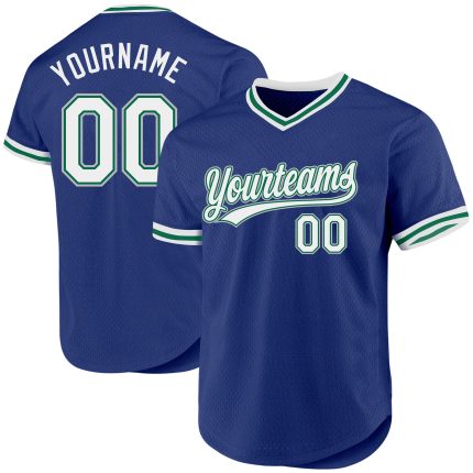 Personalized Royal Kelly Green-Gray Authentic Throwback Baseball Jersey Team Custom Name and Number