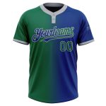 Personalized Royal Kelly Green-Gray Gradient Fashion Two-Button Unisex Softball Jersey Team Custom Name and Number