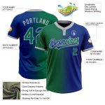 Personalized Royal Kelly Green-Gray Gradient Fashion Two-Button Unisex Softball Jersey Team Custom Name and Number