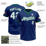 Personalized Royal Kelly Green Pinstripe White-Gray Two-Button Unisex Softball Jersey Team Custom Name and Number