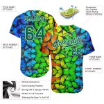 Personalized Royal Kelly Green-White 3D Pattern Design Multicolored Butterflies Authentic Baseball Jersey Team Custom Name and Number