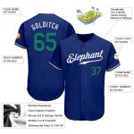 Personalized Royal Kelly Green-White Authentic Baseball Jersey