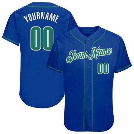 Personalized Royal Kelly Green-White Authentic Baseball Jersey Team Custom Name and Number