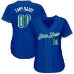 Personalized Royal Kelly Green-White Authentic Baseball Jersey Team Custom Name and Number