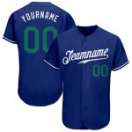 Personalized Royal Kelly Green-White Authentic Baseball Jersey