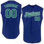Personalized Royal Kelly Green-White Authentic Sleeveless Baseball Jersey