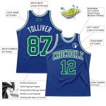 Personalized Royal Kelly Green-White Authentic Throwback Basketball Jersey