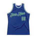Personalized Royal Kelly Green-White Authentic Throwback Basketball Jersey Team Custom Name and Number