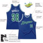 Personalized Royal Kelly Green-White Authentic Throwback Basketball Jersey Team Custom Name and Number