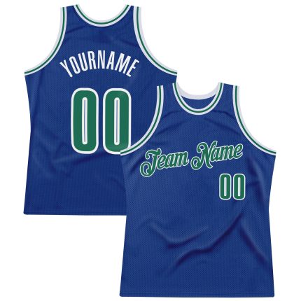 Personalized Royal Kelly Green-White Authentic Throwback Basketball Jersey Team Custom Name and Number
