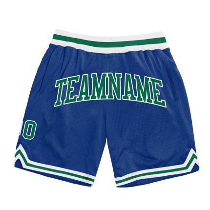Personalized Royal Kelly Green-White Authentic Throwback Basketball Shorts Team Custom Name and Number