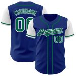 Personalized Royal Kelly Green-White Authentic Two Tone Baseball Jersey Team Custom Name and Number