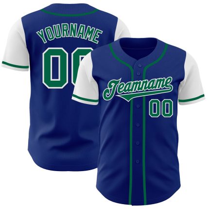 Personalized Royal Kelly Green-White Authentic Two Tone Baseball Jersey Team Custom Name and Number