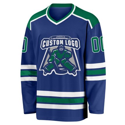 Personalized Royal Kelly Green-White Hockey Jersey
