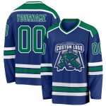 Personalized Royal Kelly Green-White Hockey Jersey