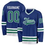 Personalized Royal Kelly Green-White Hockey Jersey Team Custom Name and Number