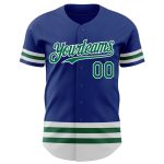 Personalized Royal Kelly Green-White Line Authentic Baseball Jersey Team Custom Name and Number
