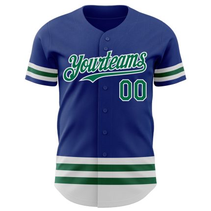 Personalized Royal Kelly Green-White Line Authentic Baseball Jersey Team Custom Name and Number