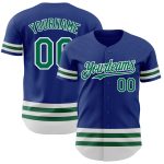 Personalized Royal Kelly Green-White Line Authentic Baseball Jersey Team Custom Name and Number