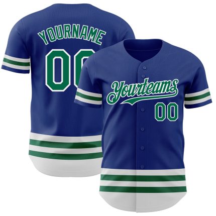 Personalized Royal Kelly Green-White Line Authentic Baseball Jersey Team Custom Name and Number