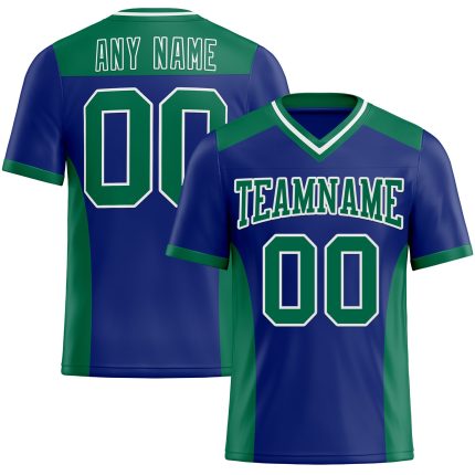Personalized Royal Kelly Green-White Mesh Authentic Football Jersey