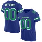 Personalized Royal Kelly Green-White Mesh Authentic Football Jersey Team Custom Name and Number