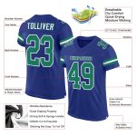 Personalized Royal Kelly Green-White Mesh Authentic Football Jersey Team Custom Name and Number