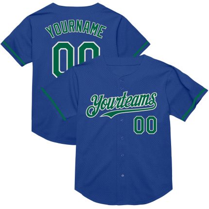 Personalized Royal Kelly Green-White Mesh Authentic Throwback Baseball Jersey Team Custom Name and Number