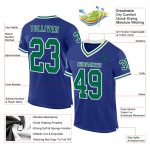 Personalized Royal Kelly Green-White Mesh Authentic Throwback Football Jersey Team Custom Name and Number