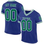 Personalized Royal Kelly Green-White Mesh Authentic Throwback Football Jersey Team Custom Name and Number