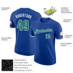 Personalized Royal Kelly Green-White Performance T-Shirt Team Custom Name and Number