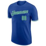 Personalized Royal Kelly Green-White Performance T-Shirt Team Custom Name and Number