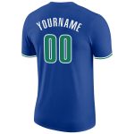 Personalized Royal Kelly Green-White Performance T-Shirt Team Custom Name and Number