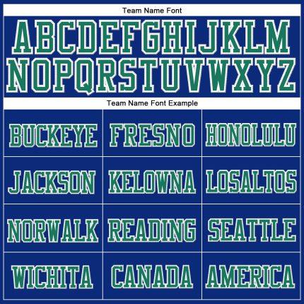 Personalized Royal Kelly Green-White Stitched Cuffed Knit Hat Team Custom Name and Number