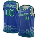 Personalized Royal Kelly Green-White Triangle Shapes Authentic City Edition Basketball Jersey Team Custom Name and Number