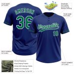 Personalized Royal Kelly Green-White Two-Button Unisex Softball Jersey