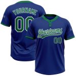 Custom royal, kelly green and white softball jersey