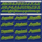 Personalized Royal Kelly Green-Yellow Authentic Raglan Sleeves Baseball Jersey Team Custom Name and Number